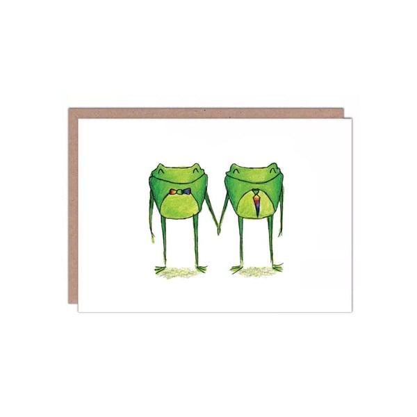 Love Wins Frog Valentines Anniversary Engagement Wedding Gay LGBTQ Queer Card 