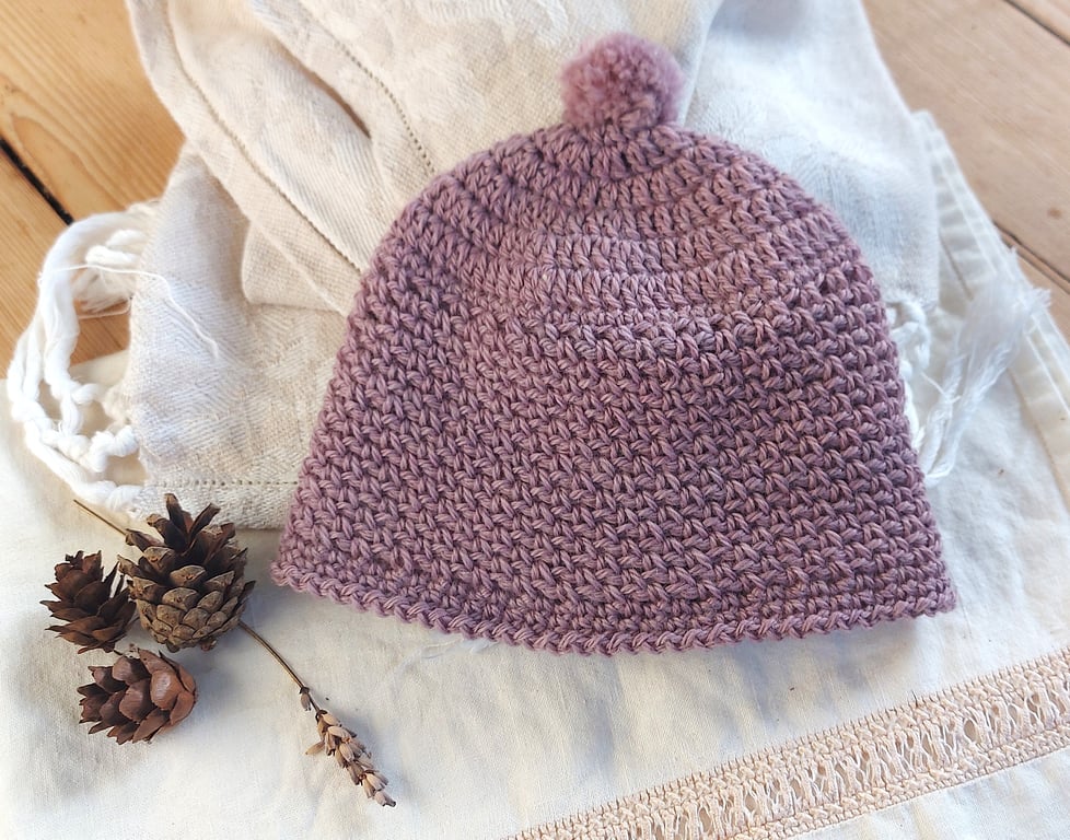 Baby Hat, 100% organic wool, 0-6 months