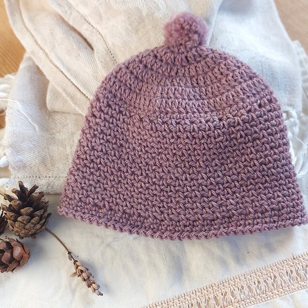 Baby Hat, 100% organic wool, 0-6 months