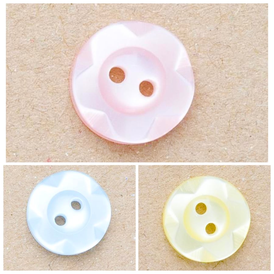 Round dish edge 2 hole sewing buttons 14mm 4 colours