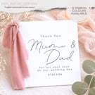 Personalized Wedding Thank You Card for Parents – Ribbon Bow Keepsake