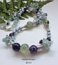 Designer Prehnite, Amethyst, Flourite & Shell Pearl Necklace  - Image 5