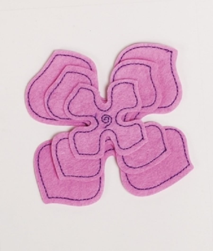 Pack of 3 Light Pink Small, Medium and Large Felt Flower Craft Embellishments