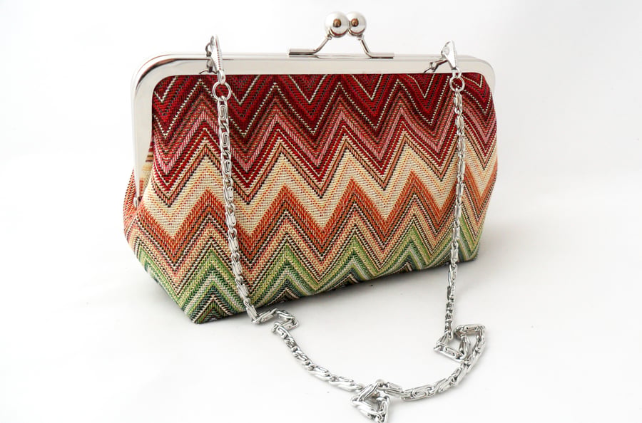 Multi stripe evening clutch