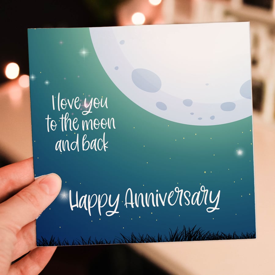 Anniversary card: Love you to the moon and back