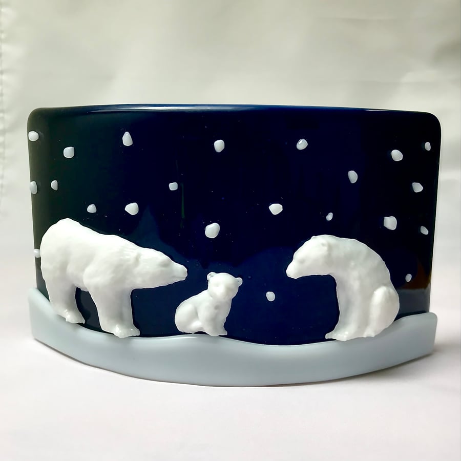 Polar Bear Family Fused Glass Arch