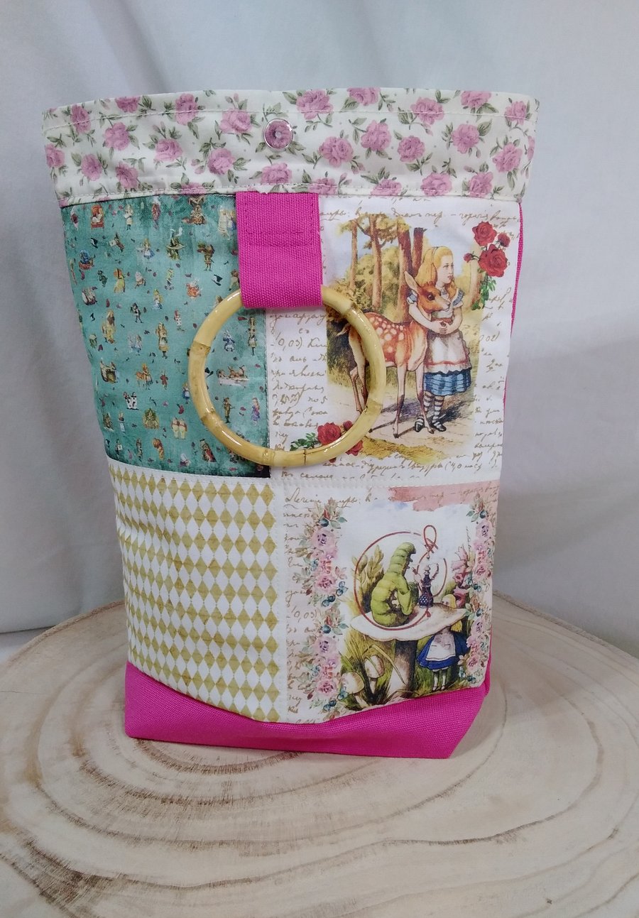 SWEET LITTLE ALICE THEME BAG WITH BAMBOO HOOP HANDLES