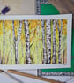 Autumnal silver birch trees art, Original watercolour art