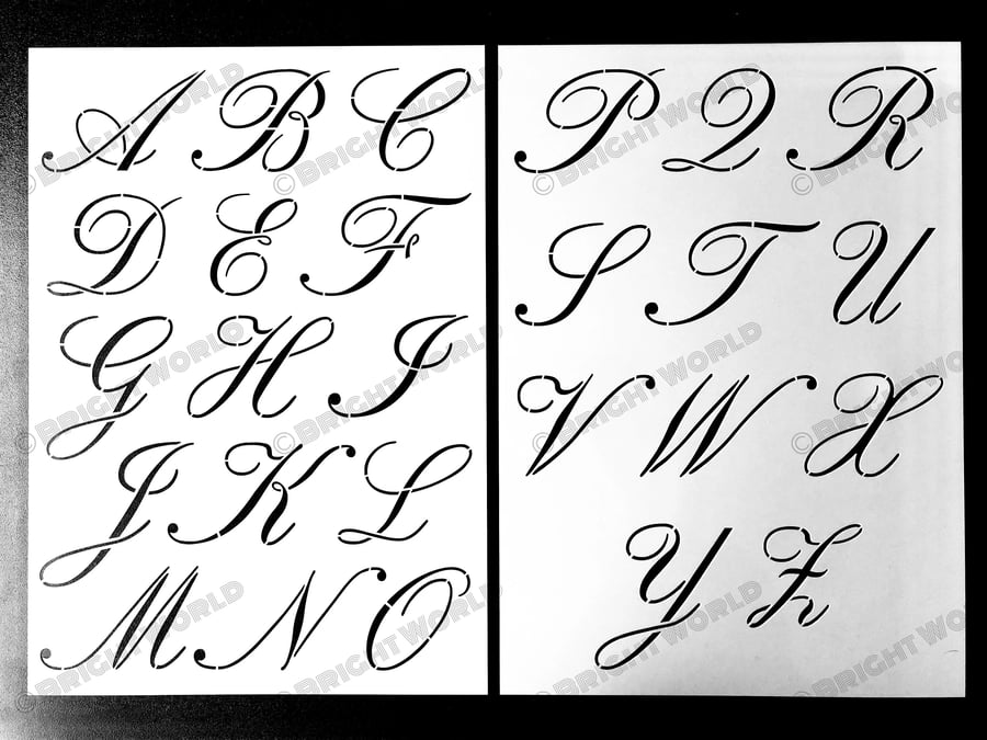 CALLIGRAPHY Stencil Letters Uppercase Lowercase Alphabet Weddings Elegant Script