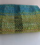 Handwoven Wool, Alpaca, Silk & Bamboo Scarf in Blues and Pale Green - Image 9