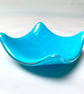 Patterned Cyan Blue and White Glass Trinket Dish - Image 2