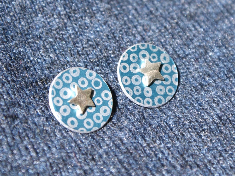 Blue and silver star studs