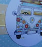 Mini Retro Flower Power Camper Van Birthday Card - Image 2
