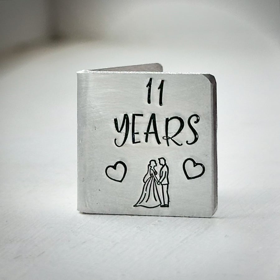 Personalised 11 year 11th wedding anniversary miniature card
