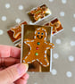 Handmade Ceramic Gingerbread Man Brooch, Unique Christmas Badge - Image 1