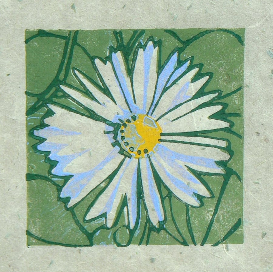 Daisy linocut print