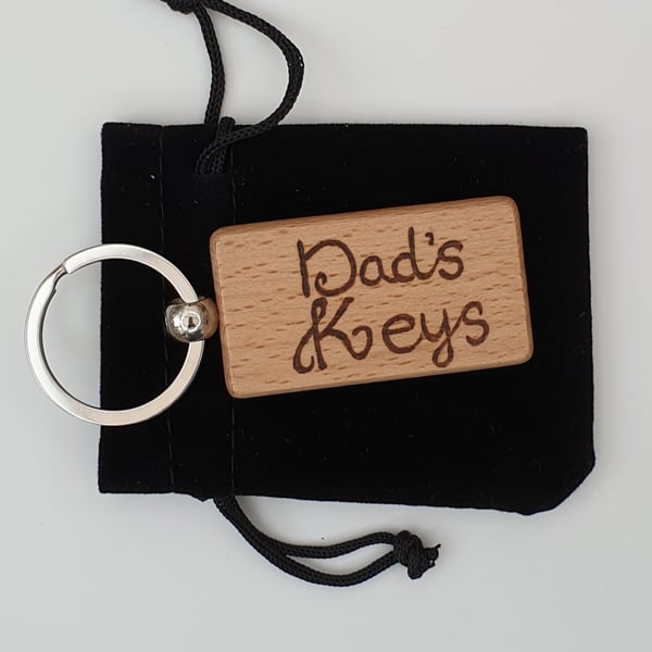 Dad keyring Dad's keys handburnt wooden keyring