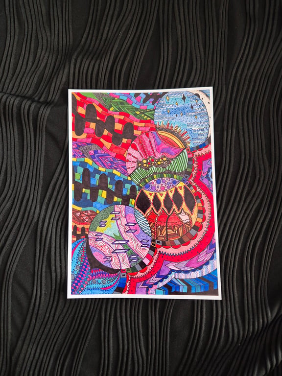 A5 Multicoloured Abstract Art Print - Dancing & Dreaming