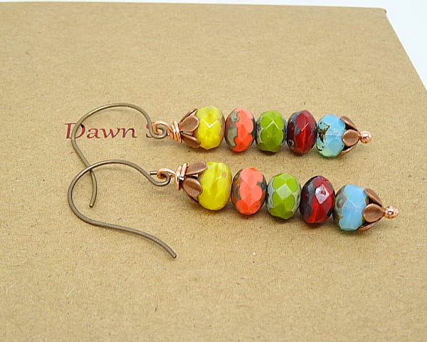 Czech Glass Faceted Rondel Earrings