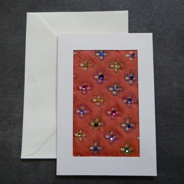 Individually Hand Crafted Textile Blank Card