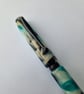 Green, White and Black - Satin-Black Hardware - Lathe Turned Acrylic Writing Pen - Image 4