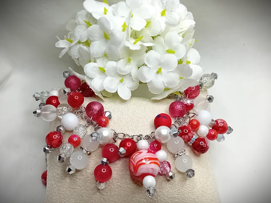 Glass Candy Cane Bracelet