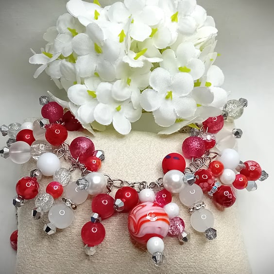 Glass Candy Cane Bracelet