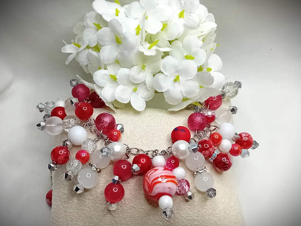 Glass Candy Cane Bracelet