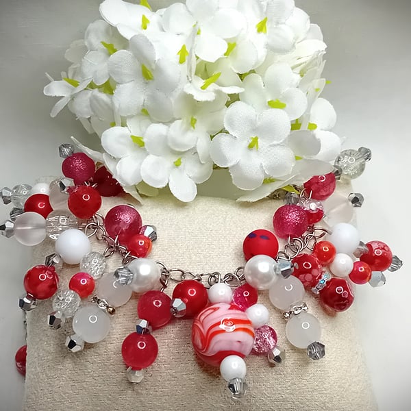 Glass Candy Cane Bracelet