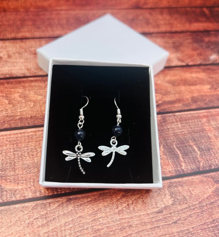 Dragonfly Blue Sandstone Earrings