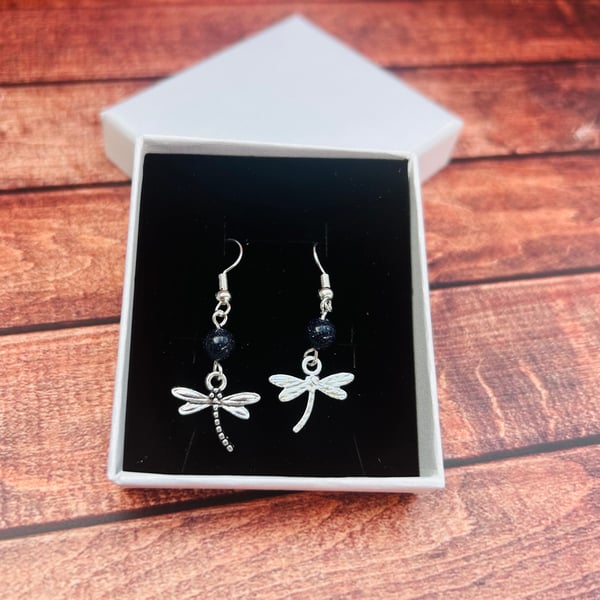 Dragonfly Blue Sandstone Earrings