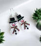 Festive Christmas Snowman beadwork earrings - Image 2