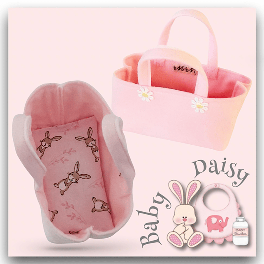 Baby Daisy Pink Bunny Carrycot