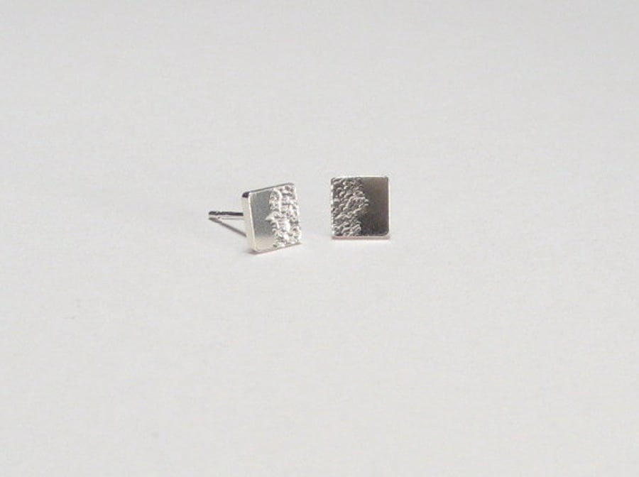 Silver Eclipse Small Square Stud Earrings