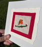 Robin, hand embroidered Christmas card, recycled card - Image 2