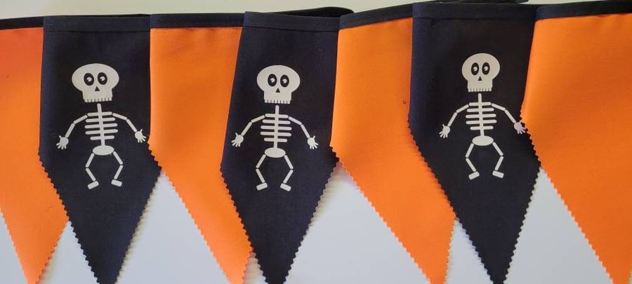 skeleton bunting - 5 mtr Halloween fabric bunting