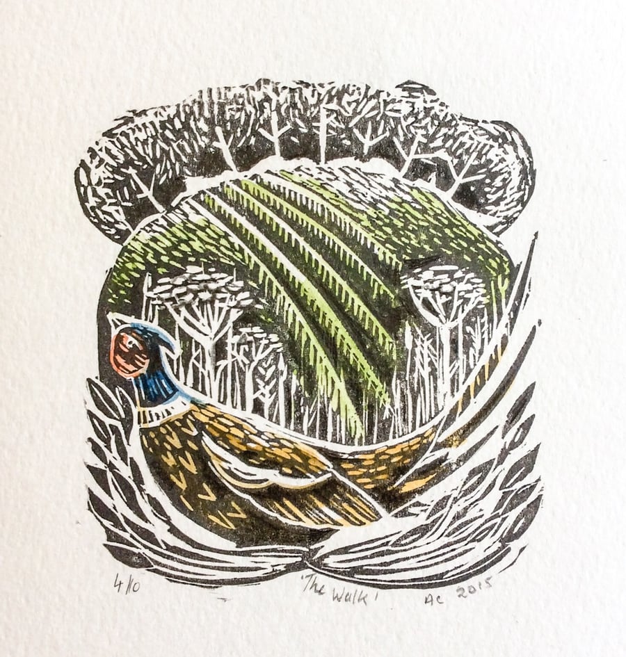 The Walk original Lino print