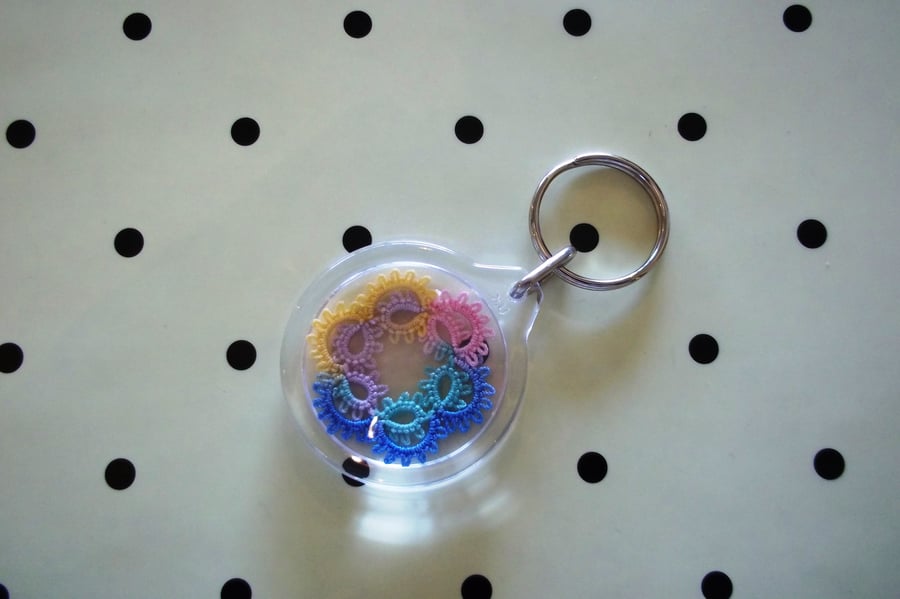 Multi coloured Tatted key-ring 
