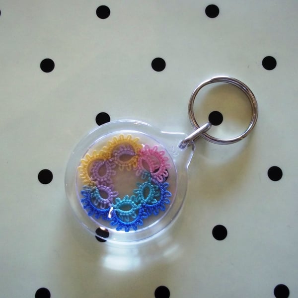 Multi coloured Tatted key-ring 