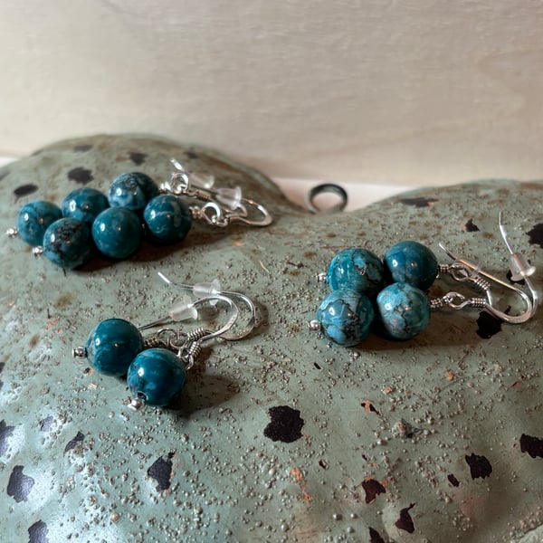 Turquoise & sterling silver earrings - choice of 3 size options FREE UK POSTAGE