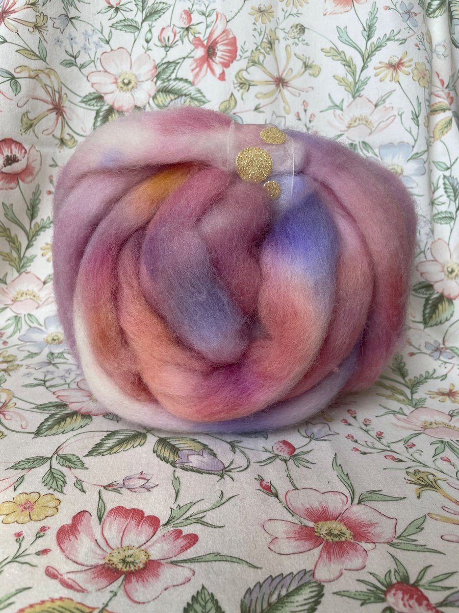Dyed wool tops roving for spinning - 100g