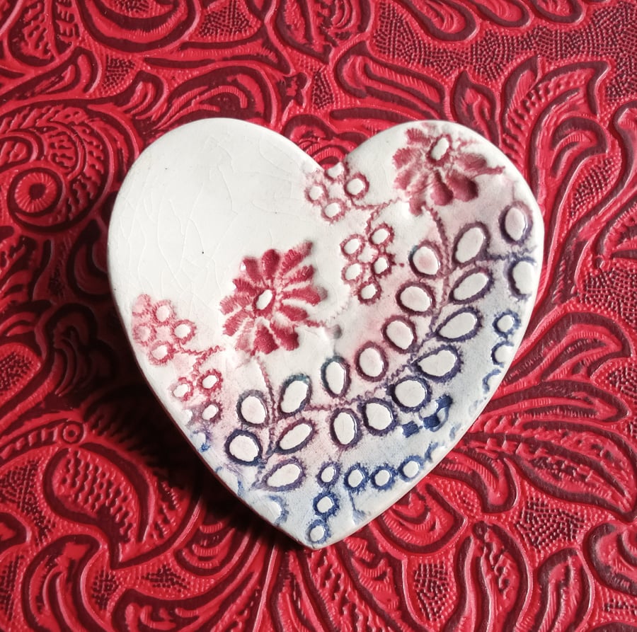 Ceramic heart brooch