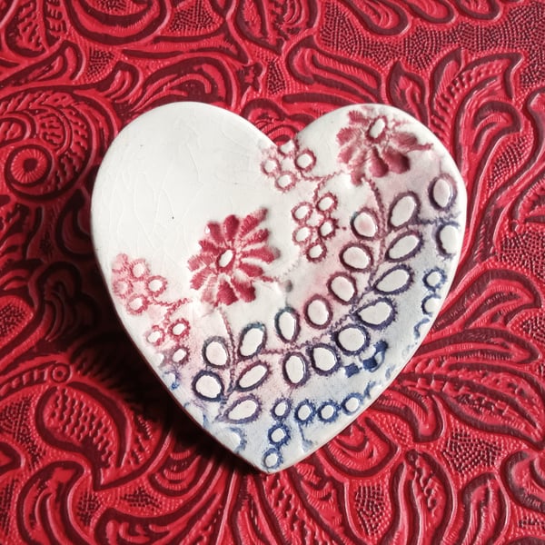 Ceramic heart brooch