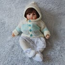 Hand Knitted Baby Jacket, Unisex Baby Cardigan, 0-3 Months Baby Cardigan