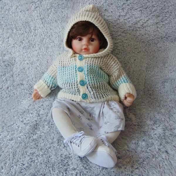 Hand Knitted Baby Jacket, Unisex Baby Cardigan, 0-3 Months Baby Cardigan
