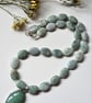 Burmees Jade & Green Aventurine Sterling Silver Necklace 