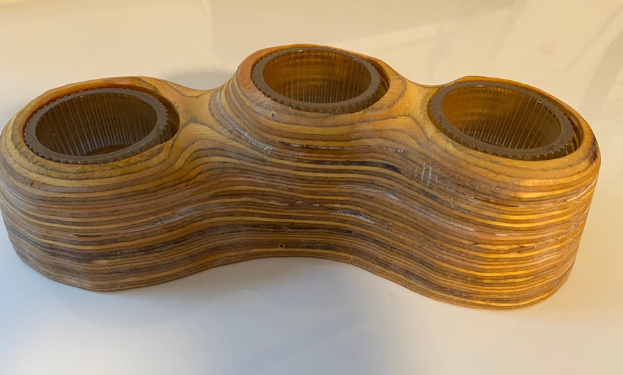 Triple tealight holder, handmade, inspired by the cliffs at the coast