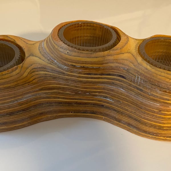 Triple tealight holder, handmade, inspired by the cliffs at the coast