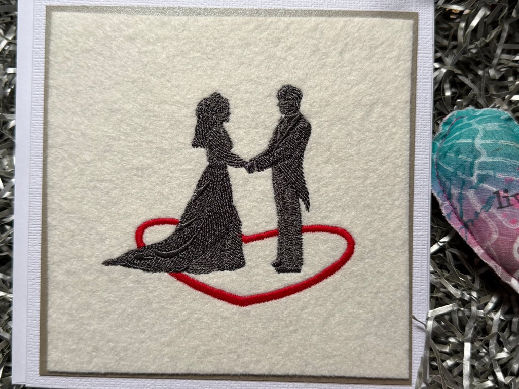 Embroidered wedding day card 
