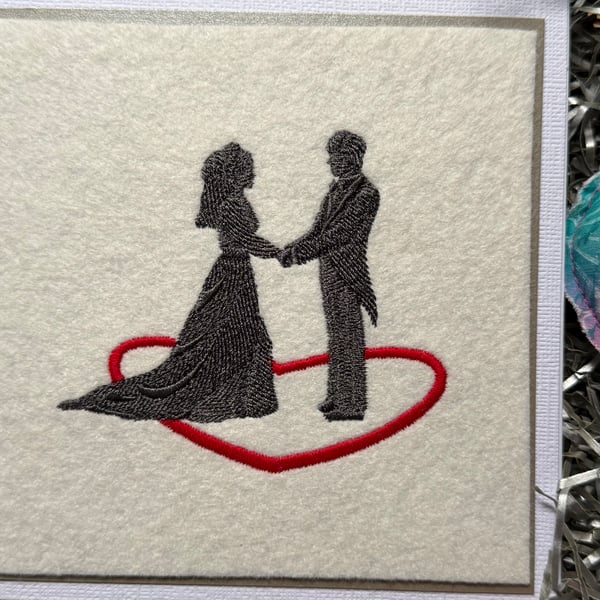 Embroidered wedding day card 